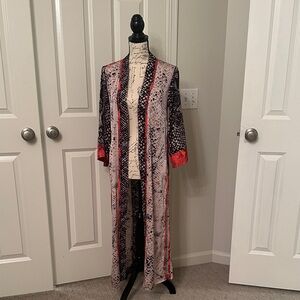 All Saints Black and Red Patterned Robe